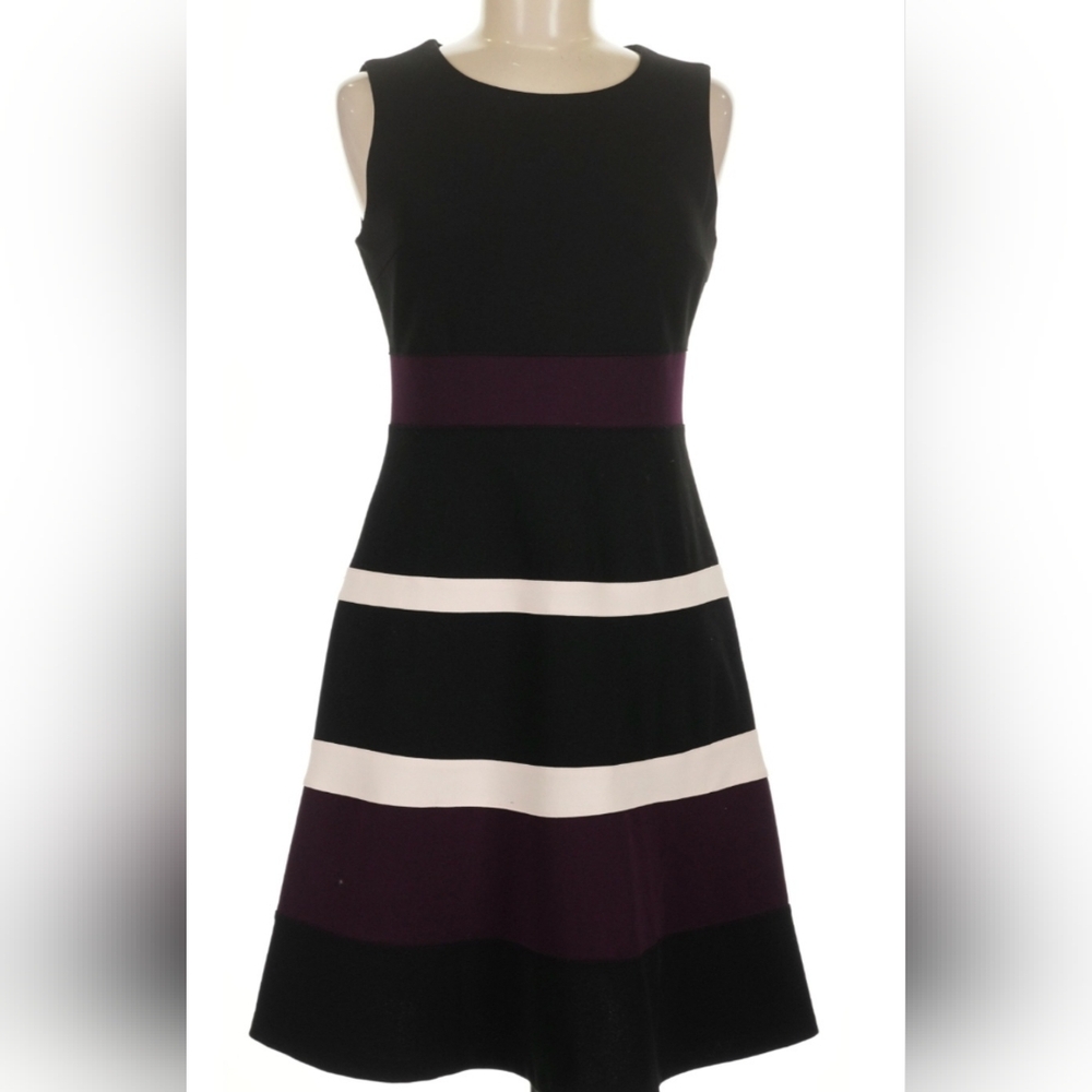 Tommy Hilfiger Black & Purple Sleeveless A-Line Cocktail Dress Nordstrom Size 14